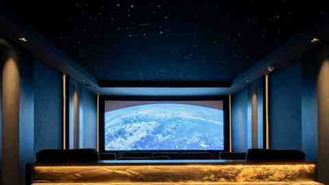 Dedicated home cinema in Whitecraigs, Glasgow with star ceiling and widescreen projection